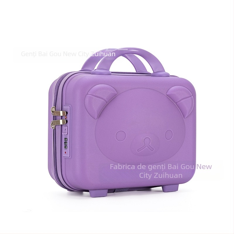 Cutie de machiaj cu motiv ursuleț, Material PP, Fermoar, Roți universale, Strat extensibil, Greutate 0,78 kg