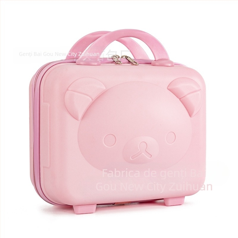 Cutie de machiaj cu motiv ursuleț, Material PP, Fermoar, Roți universale, Strat extensibil, Greutate 0,78 kg