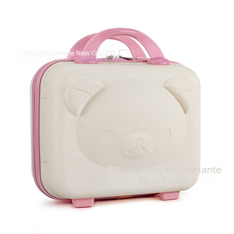 Cutie de machiaj cu motiv ursuleț, Material PP, Fermoar, Roți universale, Strat extensibil, Greutate 0,78 kg