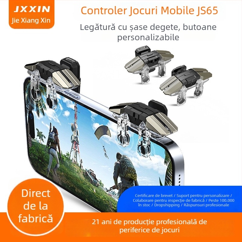 Controler de joc JS-65 pentru Android, interfață USB, conectivitate wireless, fără vibrații, ABS+metal construcție, 31 g