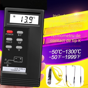 YD1310 Termometru digital - Termometru electronic industrial cu sondă NR, intervalul 0–1300°C, rezoluție 0.5°C, precizie Clasa 1.0