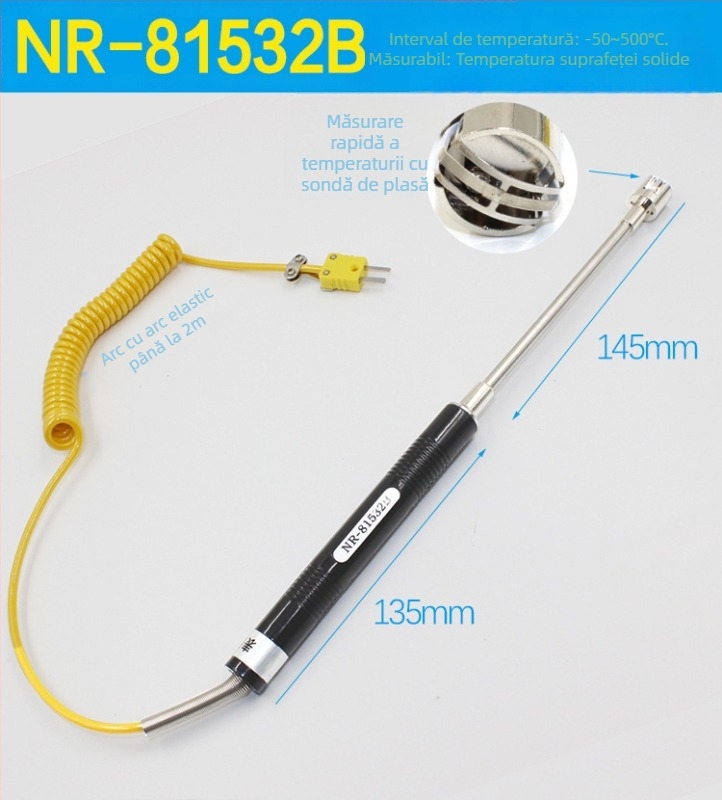 YD1310 Termometru digital - Termometru electronic industrial cu sondă NR, intervalul 0–1300°C, rezoluție 0.5°C, precizie Clasa 1.0