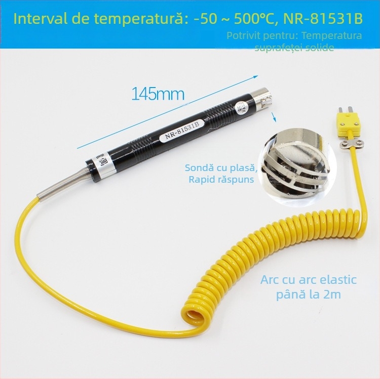 YD1310 Termometru digital - Termometru electronic industrial cu sondă NR, intervalul 0–1300°C, rezoluție 0.5°C, precizie Clasa 1.0