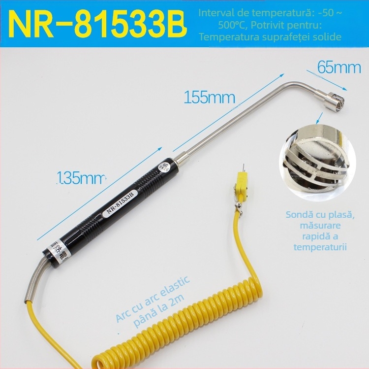 YD1310 Termometru digital - Termometru electronic industrial cu sondă NR, intervalul 0–1300°C, rezoluție 0.5°C, precizie Clasa 1.0