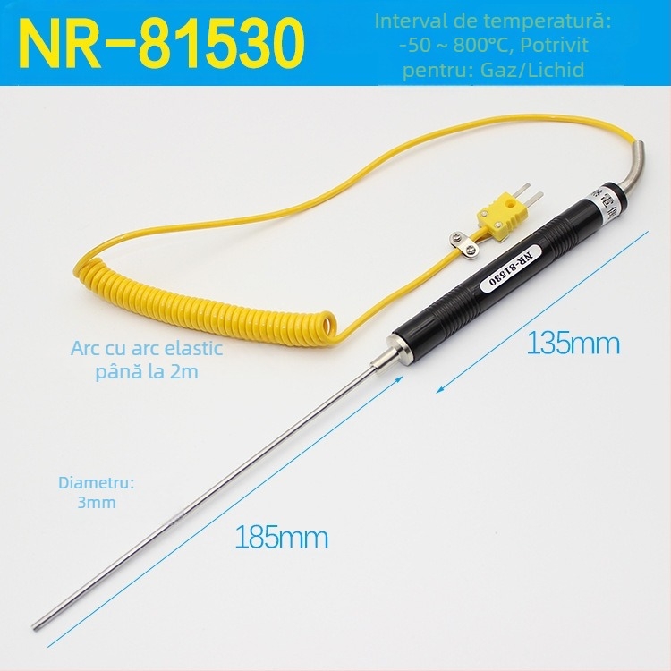 YD1310 Termometru digital - Termometru electronic industrial cu sondă NR, intervalul 0–1300°C, rezoluție 0.5°C, precizie Clasa 1.0