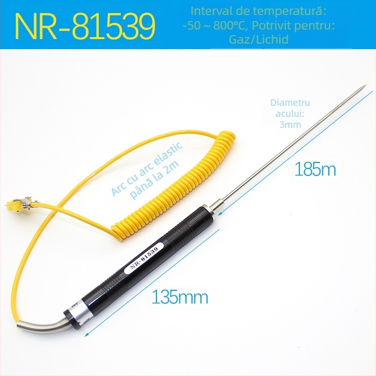 YD1310 Termometru digital - Termometru electronic industrial cu sondă NR, intervalul 0–1300°C, rezoluție 0.5°C, precizie Clasa 1.0