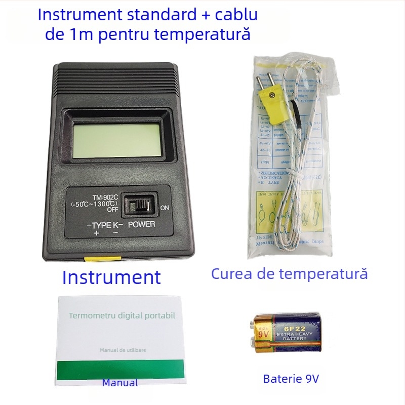 YD1310 Termometru digital - Termometru electronic industrial cu sondă NR, intervalul 0–1300°C, rezoluție 0.5°C, precizie Clasa 1.0