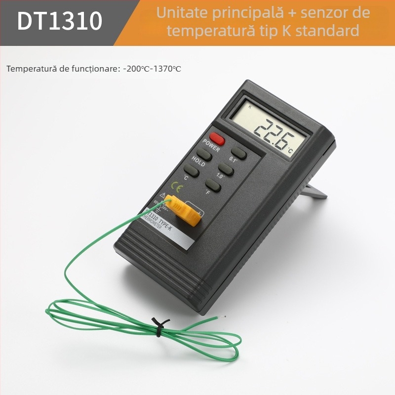 YD1310 Termometru digital - Termometru electronic industrial cu sondă NR, intervalul 0–1300°C, rezoluție 0.5°C, precizie Clasa 1.0
