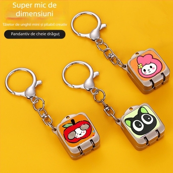 Clește de unghii portabil, pliabil, deschidere cu un singur clic – pandantiv drăguț pentru breloc cu temă pisică