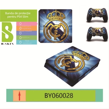 Film protector PS4 Slim cu stickere cu insigna de club – personalizabil, ecologic, rezistent la zgârieturi, impermeabil, film PVC 0.15 mm