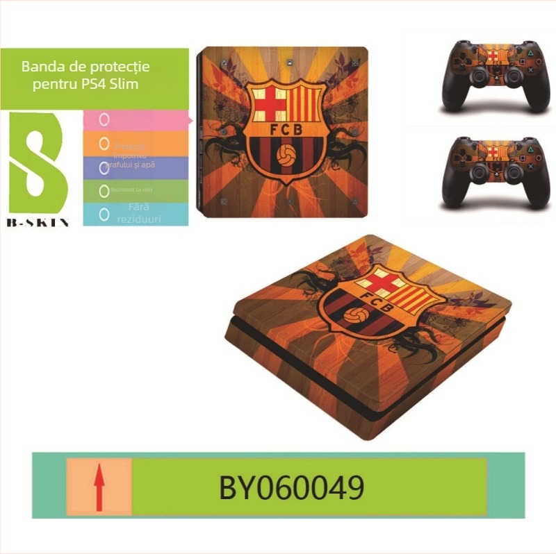 Film protector PS4 Slim cu stickere cu insigna de club – personalizabil, ecologic, rezistent la zgârieturi, impermeabil, film PVC 0.15 mm