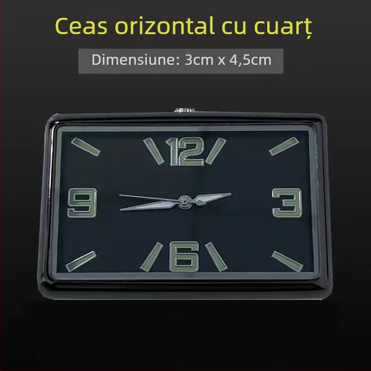 Ceas pătrat pentru mașină, corp din aliaj, design cu unghi reglabil, senzor de temperatură a apei, origine: Dongguan