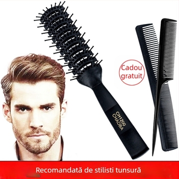 Pieptan de styling pentru bărbați — pentru păr scurt, aspect pufos și buclat, anti-static, stil cu spatele pieptănat