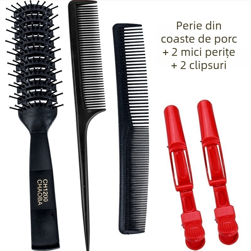 Pieptan de styling pentru bărbați — pentru păr scurt, aspect pufos și buclat, anti-static, stil cu spatele pieptănat