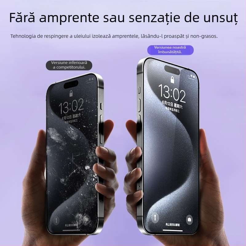 Protecție ecran sticlă pentru iPhone – anti-peep, acoperire completă, anti-amprente, anti-lumină albastră
