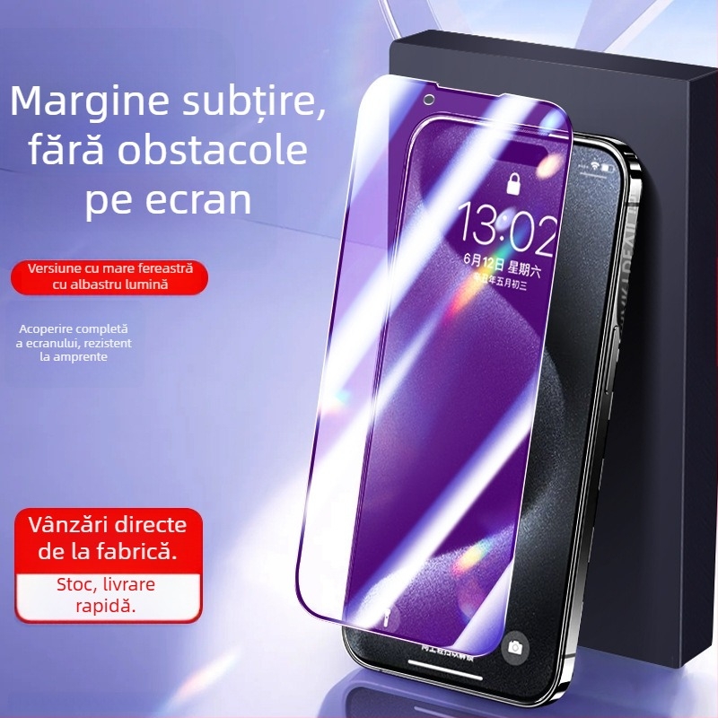 Protecție ecran sticlă pentru iPhone – anti-peep, acoperire completă, anti-amprente, anti-lumină albastră