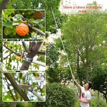Foarfece telescopice pentru culesul fructelor, cu rază extinsă pentru crengi înalte; MYTEC; potrivite pentru lychee, loquat și longan