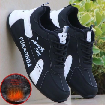 Pantofi sport de iarnă casual, partea superioară din piele microfibră, căptușeală fleece, talpă din cauciuc, închidere cu șiret, înălțime toc 3-5 cm