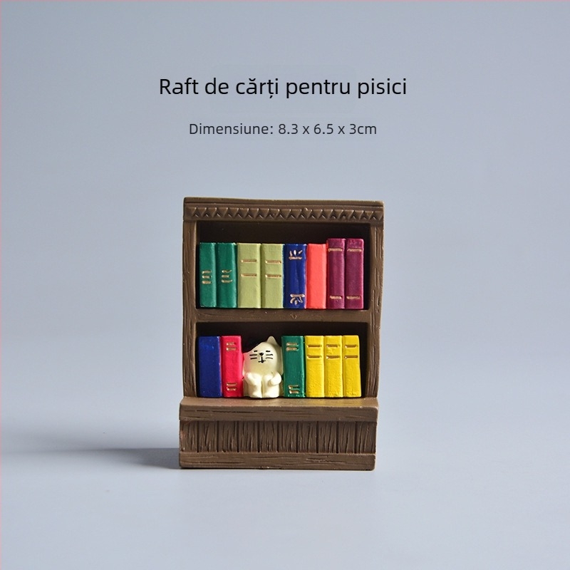 Lampă de birou cu pisică, în stil desen animat, din rășină sintetică, mini peisaj bonsai