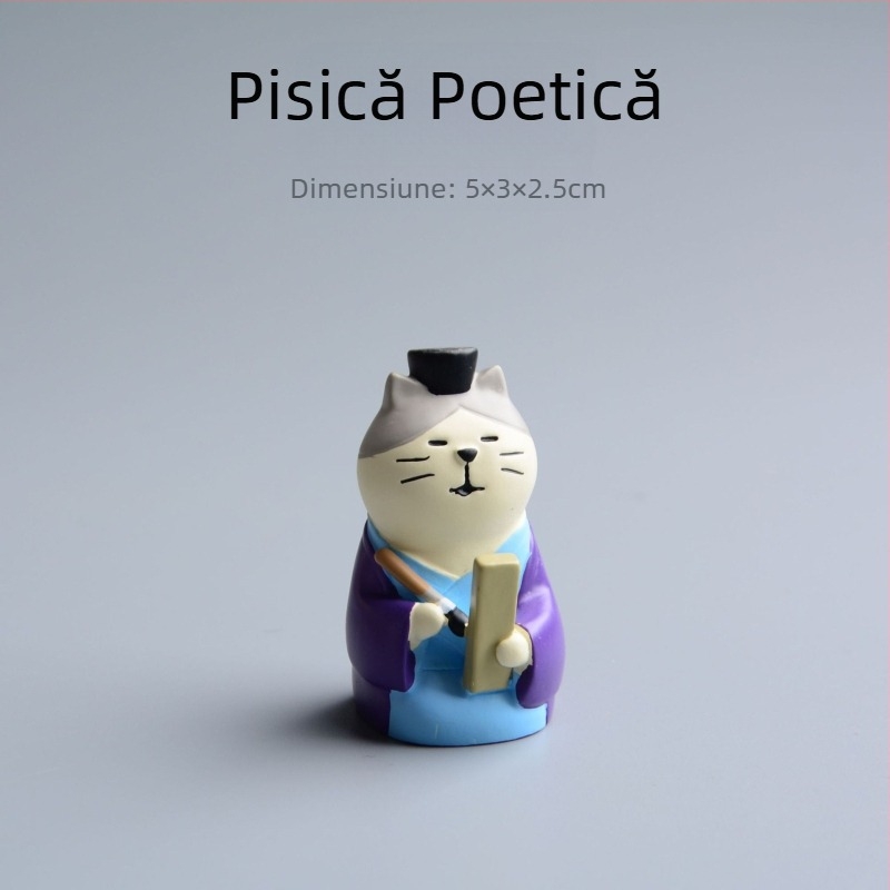 Lampă de birou cu pisică, în stil desen animat, din rășină sintetică, mini peisaj bonsai