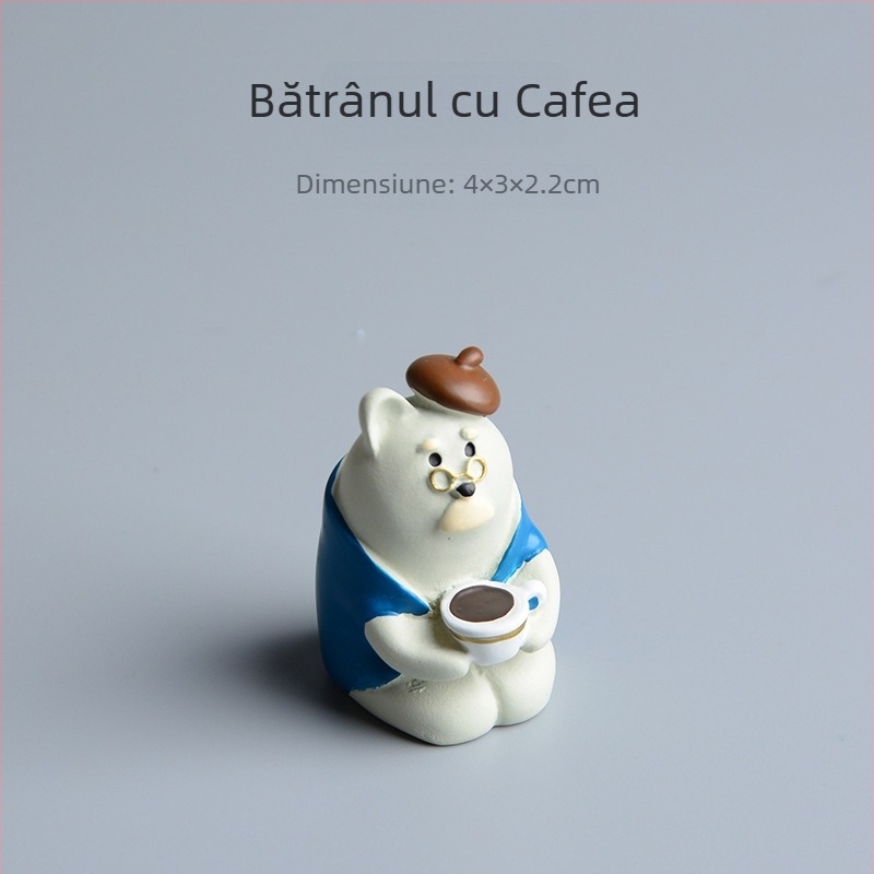 Lampă de birou cu pisică, în stil desen animat, din rășină sintetică, mini peisaj bonsai