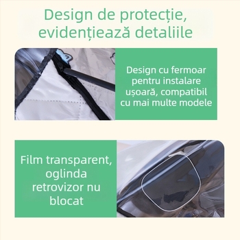 Parbriz față pentru vehicul electric – transparent, impermeabil, protecție solară; modelul 001; potrivit pentru motociclete cu oglinzi și fără coș; material: țesătură Oxford + plastic