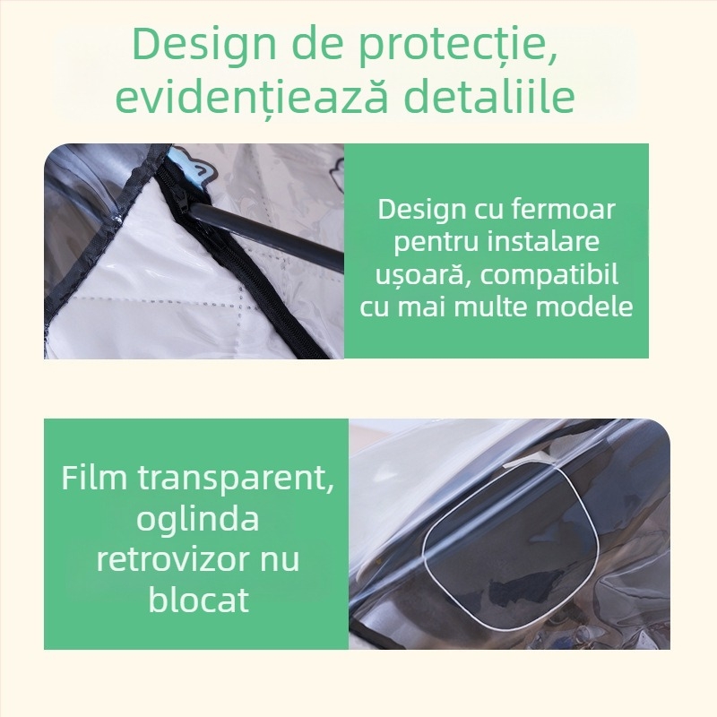 Parbriz față pentru vehicul electric – transparent, impermeabil, protecție solară; modelul 001; potrivit pentru motociclete cu oglinzi și fără coș; material: țesătură Oxford + plastic
