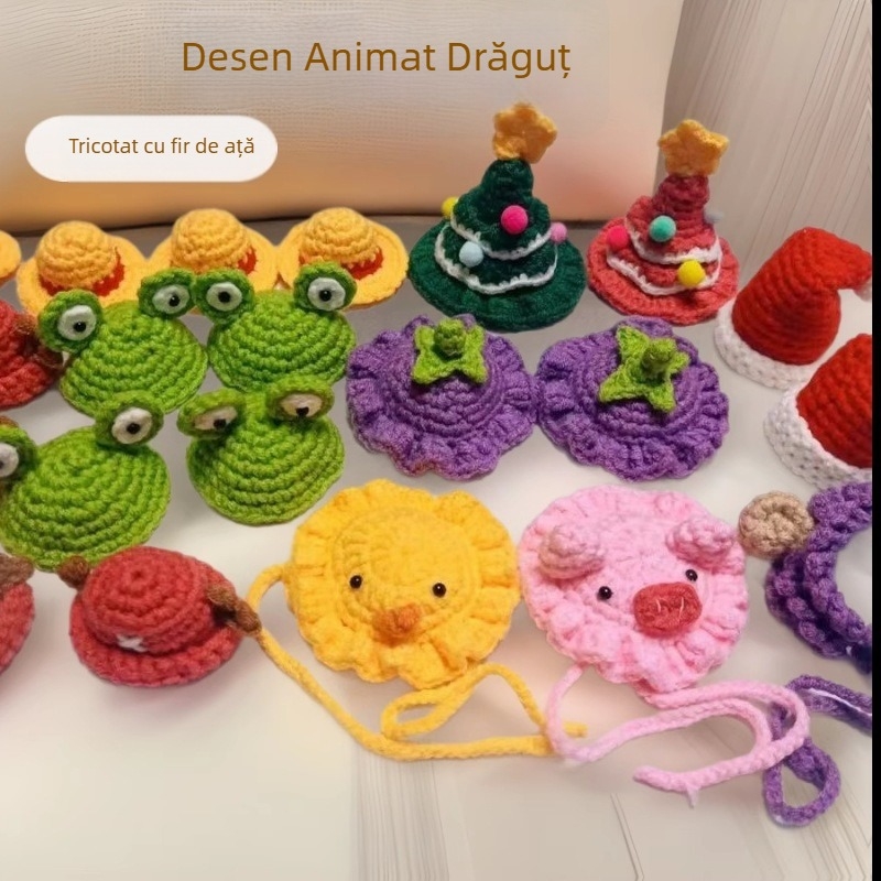 Pălărie de ziua animalelor croșetată din lână, model Cartoon, lucrată manual, potrivită pentru toate anotimpurile