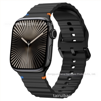 Brățară sport din silicon pentru Apple Watch, design cu cusături în valuri – 18 g, cataramă cu pin, compatibilă cu toate seriile Apple Watch, lansare 2024