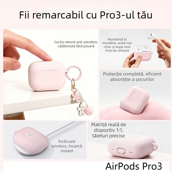 Carcasă de protecție pentru AirPods Pro 3 și AirPods Generația a 4-a – silicon, turnare prin injecție, compatibil cu Apple