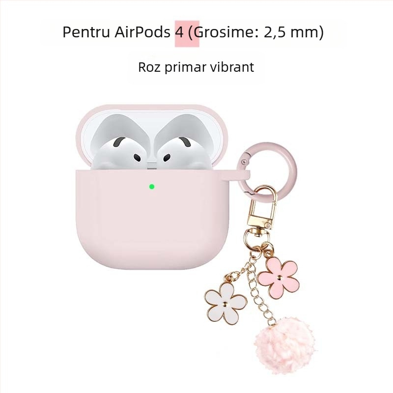 Carcasă de protecție pentru AirPods Pro 3 și AirPods Generația a 4-a – silicon, turnare prin injecție, compatibil cu Apple