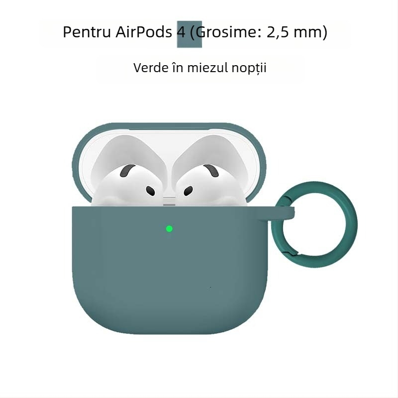 Carcasă de protecție pentru AirPods Pro 3 și AirPods Generația a 4-a – silicon, turnare prin injecție, compatibil cu Apple