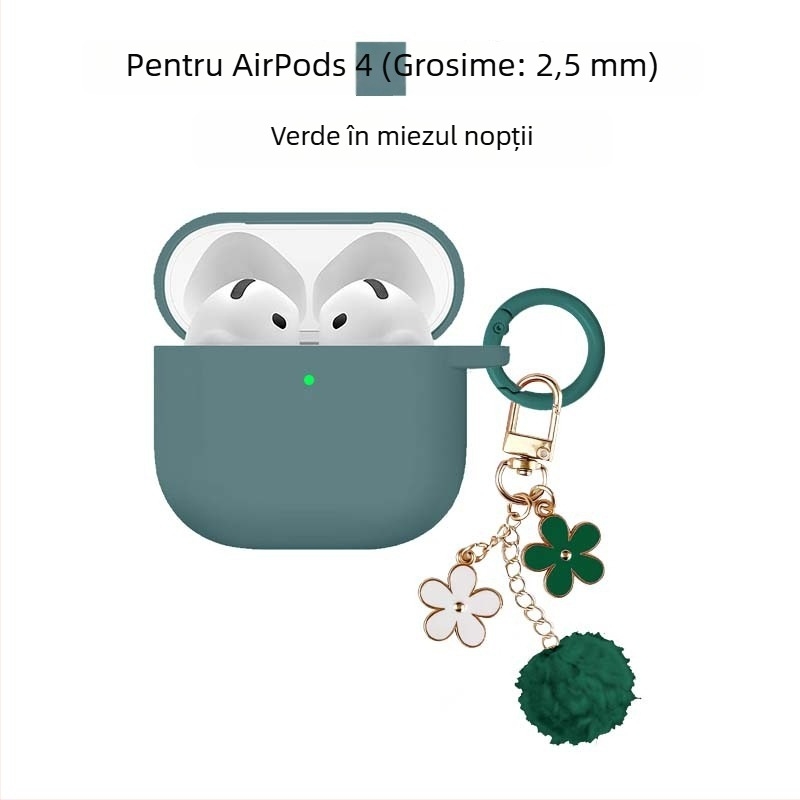 Carcasă de protecție pentru AirPods Pro 3 și AirPods Generația a 4-a – silicon, turnare prin injecție, compatibil cu Apple
