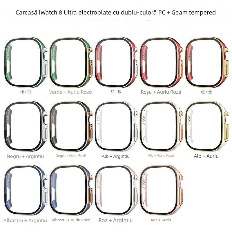 Three Thousand Episodes Carcasă de protecție PC pentru Apple iWatch Ultra, cu design gravat electroplatat și protecție ecran din sticlă temperată