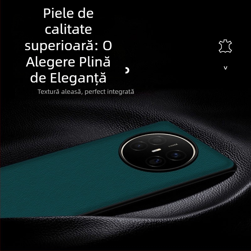Husă din piele pentru Huawei, cu protecție anti-cadere, anti-derapare, finisaj prin presare la cald, model Crazy Horse
