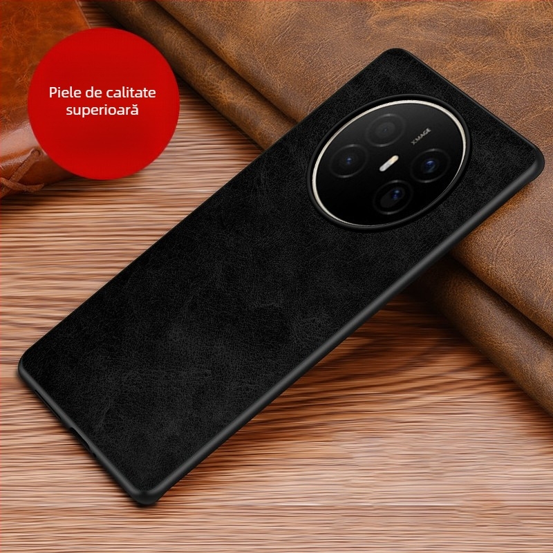 Husă din piele pentru Huawei, cu protecție anti-cadere, anti-derapare, finisaj prin presare la cald, model Crazy Horse