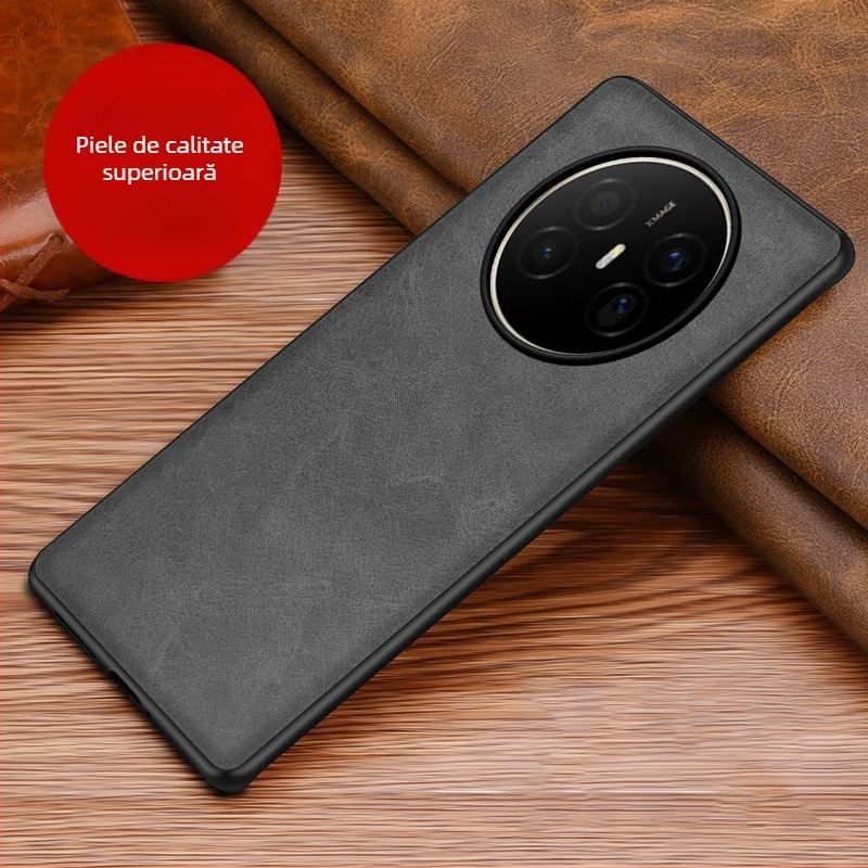 Husă din piele pentru Huawei, cu protecție anti-cadere, anti-derapare, finisaj prin presare la cald, model Crazy Horse