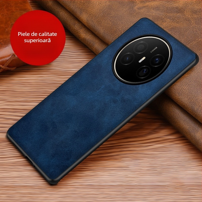 Husă din piele pentru Huawei, cu protecție anti-cadere, anti-derapare, finisaj prin presare la cald, model Crazy Horse