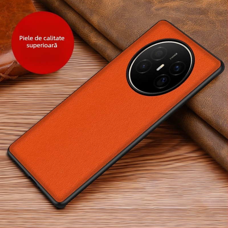 Husă din piele pentru Huawei, cu protecție anti-cadere, anti-derapare, finisaj prin presare la cald, model Crazy Horse