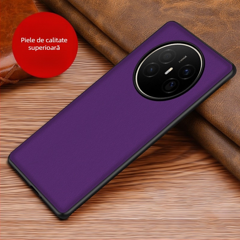 Husă din piele pentru Huawei, cu protecție anti-cadere, anti-derapare, finisaj prin presare la cald, model Crazy Horse