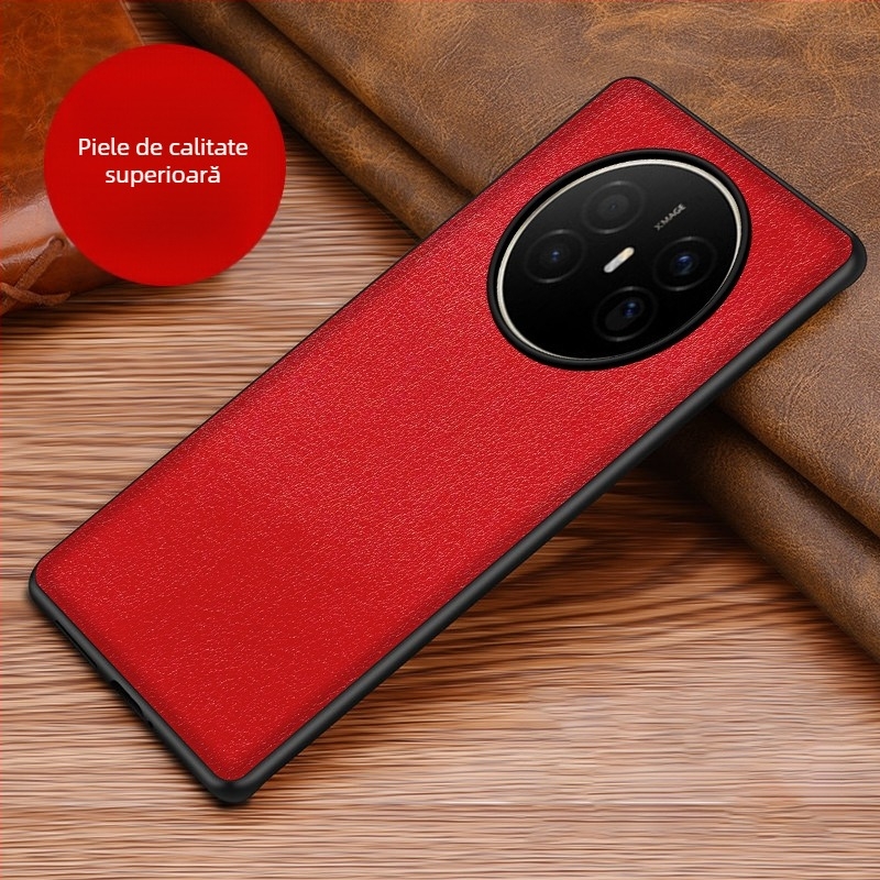 Husă din piele pentru Huawei, cu protecție anti-cadere, anti-derapare, finisaj prin presare la cald, model Crazy Horse