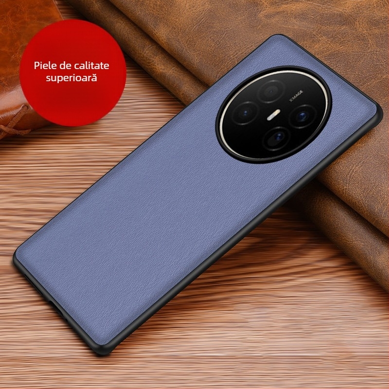 Husă din piele pentru Huawei, cu protecție anti-cadere, anti-derapare, finisaj prin presare la cald, model Crazy Horse