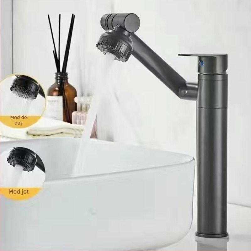 Robinet de amestec din oțel inoxidabil pentru chiuvetă, rotativ, disc ceramic, finisaj electrolitic, temperatură de lucru 0-90°C