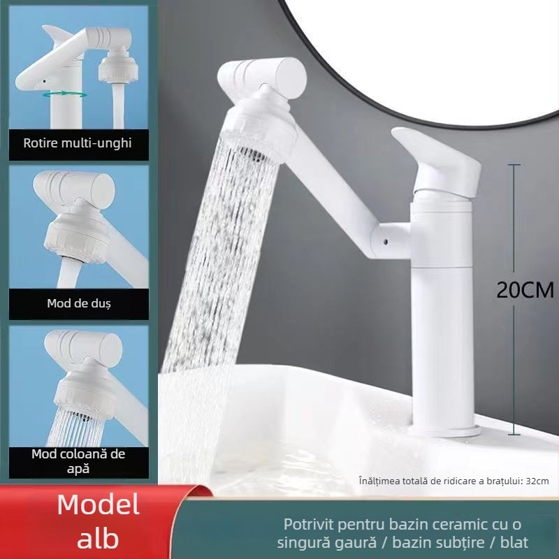 Robinet de amestec din oțel inoxidabil pentru chiuvetă, rotativ, disc ceramic, finisaj electrolitic, temperatură de lucru 0-90°C