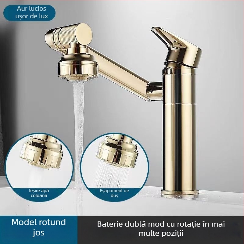 Robinet de amestec din oțel inoxidabil pentru chiuvetă, rotativ, disc ceramic, finisaj electrolitic, temperatură de lucru 0-90°C