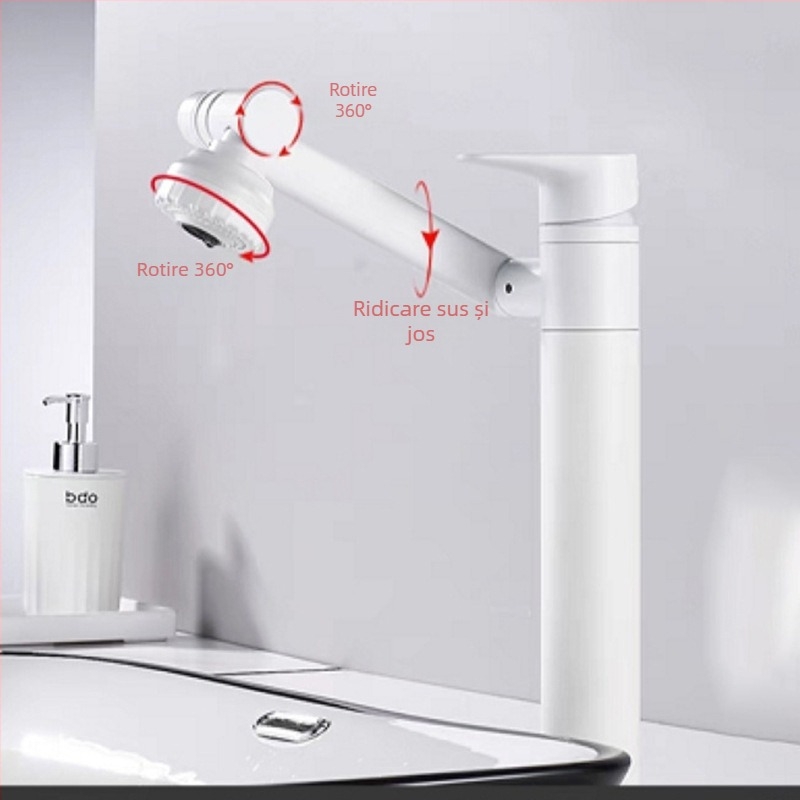 Robinet de amestec din oțel inoxidabil pentru chiuvetă, rotativ, disc ceramic, finisaj electrolitic, temperatură de lucru 0-90°C