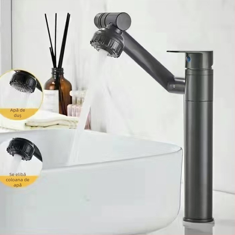 Robinet de amestec din oțel inoxidabil pentru chiuvetă, rotativ, disc ceramic, finisaj electrolitic, temperatură de lucru 0-90°C