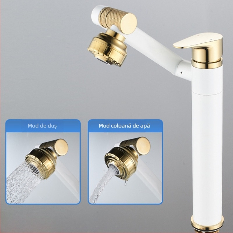 Robinet de amestec din oțel inoxidabil pentru chiuvetă, rotativ, disc ceramic, finisaj electrolitic, temperatură de lucru 0-90°C