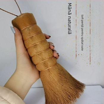 Perie de spălat oale din palmier de cocos pentru tigăi antiaderente, cu rigiditate medie