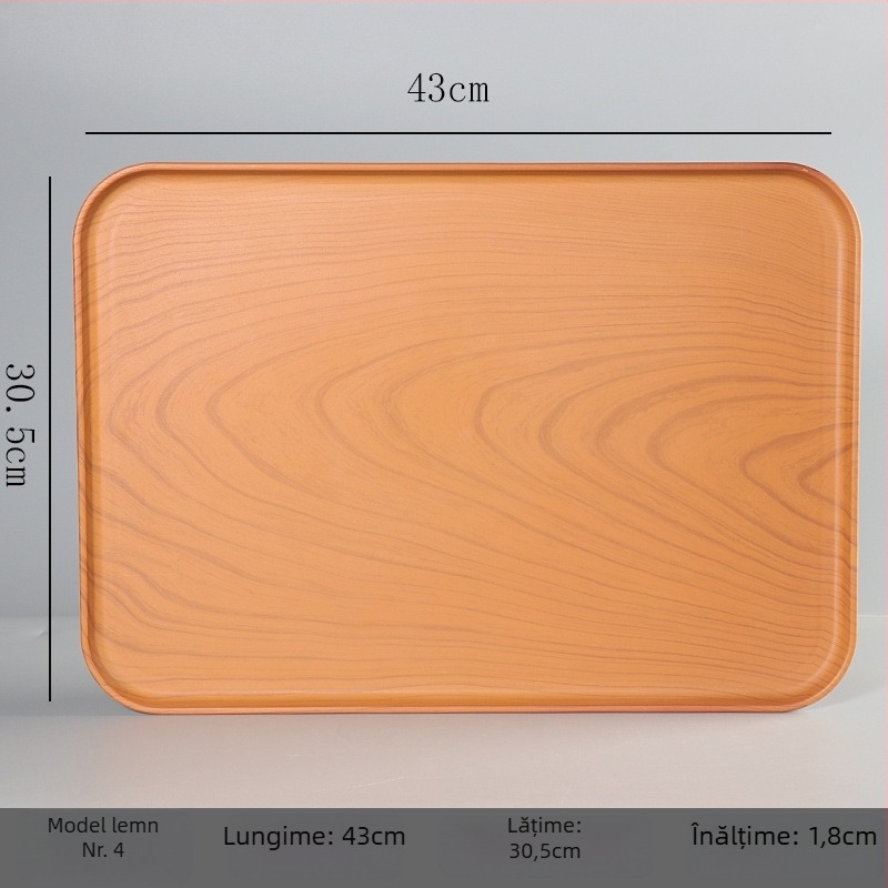 Tavă dreptunghiulară din melamină pentru hoteluri și pensiuni – personalizabilă cu logo tipărit, opțiune pentru marcă privată, design modern minimalist